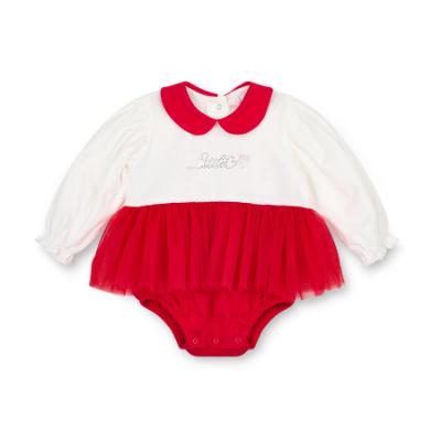 Picture of PRE ORDER Little A Baby Girls Little Bows Kimberly Tulle Romper - Vibrant Red