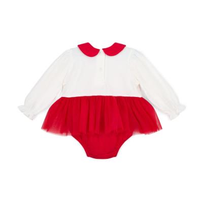 Picture of PRE ORDER Little A Baby Girls Little Bows Kimberly Tulle Romper - Vibrant Red
