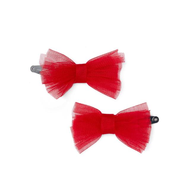Picture of PRE ORDER Little A Baby Girls Little Bows Kaylee Tulle Bow Hairclips x 2 - Vibrant Red