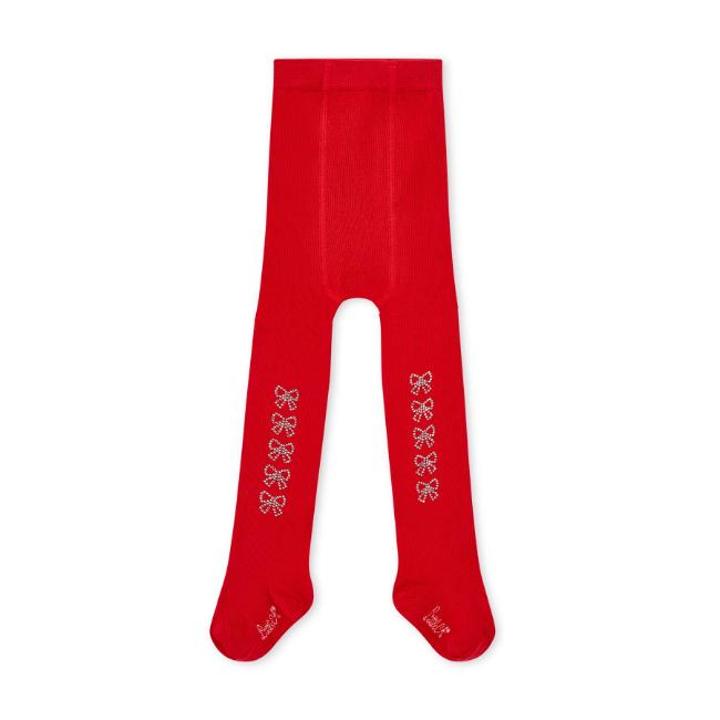 Picture of PRE ORDER Little A Baby Girls Little Bows Kamila Diamante Bow Tights - Vibrant Red
