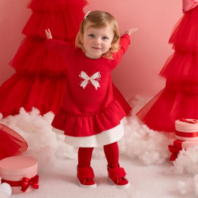 Picture of PRE ORDER Little A Baby Girls Little Bows Katrina Bow Frill Sweat Dress - Vibrant Red