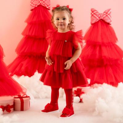 Picture of PRE ORDER Little A Baby Girls Little Bows Khloe Tulle Frill Dress - Vibrant Red