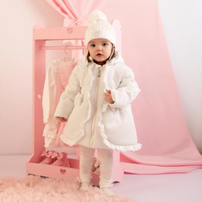 Picture of PRE ORDER Little A Baby Girls Cute As A Cupcake Kaia Heart Embroidery Puff Hooded Jacket - Snow White