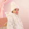 Picture of PRE ORDER Little A Baby Girls Cute As A Cupcake Kaia Heart Embroidery Puff Hooded Jacket - Snow White