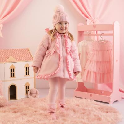 Picture of PRE ORDER Little A Baby Girls Cute As A Cupcake Kaia Heart Embroidery Puff Hooded Jacket - Pink Fairy