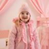 Picture of PRE ORDER Little A Baby Girls Cute As A Cupcake Kaia Heart Embroidery Puff Hooded Jacket - Pink Fairy