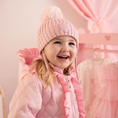 Picture of PRE ORDER Little A Baby Girls Cute As A Cupcake Kamila Knitted Lurex Pom Pom Hat -  Pink Fairy