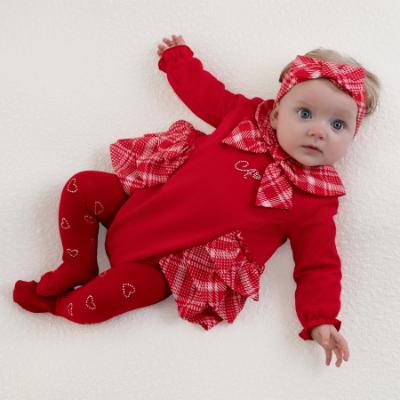 Picture of PRE ORDER Little A Baby Girls Little Bows Katalina Check Bow Headband - Vibrant Red