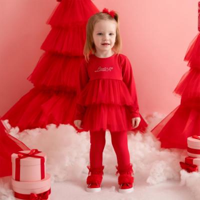 Picture of PRE ORDER Little A Baby Girls Little Bows Kayla Tulle Legging Set - Vibrant Red