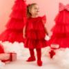 Picture of PRE ORDER Little A Baby Girls Little Bows Kamila Diamante Bow Tights - Vibrant Red
