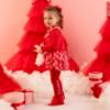 Picture of PRE ORDER Little A Baby Girls Little Bows Kamila Diamante Bow Tights - Vibrant Red