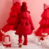 Picture of PRE ORDER Little A Baby Girls Little Bows Kaia Heart Embroidery Puff Hooded Jacket - Vibrant Red