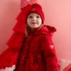 Picture of PRE ORDER Little A Baby Girls Little Bows Kaia Heart Embroidery Puff Hooded Jacket - Vibrant Red