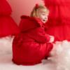 Picture of PRE ORDER Little A Baby Girls Little Bows Kaia Heart Embroidery Puff Hooded Jacket - Vibrant Red