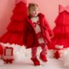 Picture of PRE ORDER Little A Baby Girls Little Bows Kaia Heart Embroidery Puff Hooded Jacket - Vibrant Red