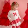 Picture of PRE ORDER Little A Baby Girls Little Bows Kiara Bow Check Legging Set - Snow White Red