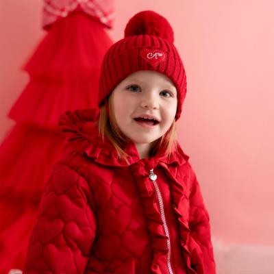 Picture of PRE ORDER Little A Baby Girls Little Bows Kamila Knitted Lurex Pom Pom Hat - Vibrant Red