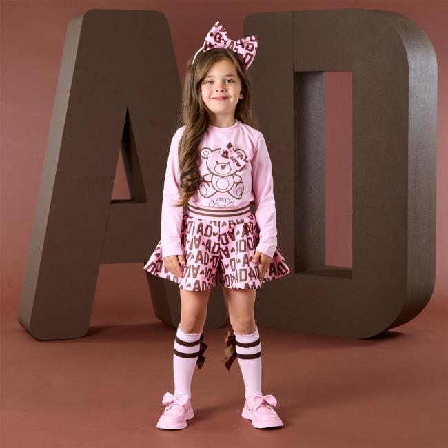 Picture of A Dee Initial Icon Millie Initial Print Short Set X 2 - Pink Fairy