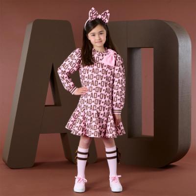 Picture of PRE ORDER A Dee Initial Icon Maisie Initial Print Bow Dress - Chocolate Brown