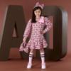 Picture of PRE ORDER A Dee Initial Icon Maisie Initial Print Bow Dress - Chocolate Brown