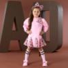 Picture of PRE ORDER A Dee Initial Icon Maisie Initial Print Bow Dress - Pink Fairy