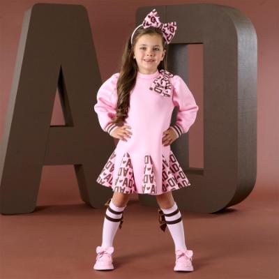 Picture of PRE ORDER A Dee Initial Icon Maisie Initial Print Bow Dress - Pink Fairy
