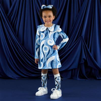 Picture of PRE ORDER A Dee Twilight Twirls Nora Swirl Print Jersey Dress - Powder Blue