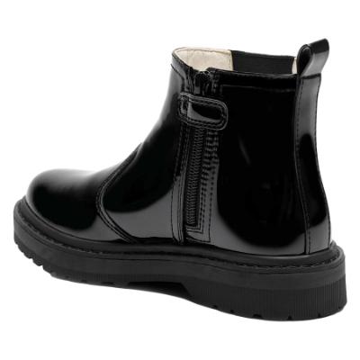 Picture of Lelli Kelly Ruth Girls School Dealer Ankle Boot Inside Zip Chunky Sole - Black Patent