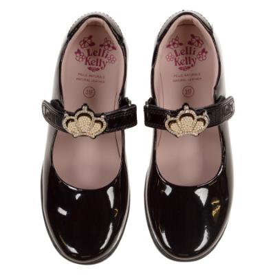 Picture of Lelli Kelly Victoria 2 With Detachable Crown Trim School Shoe F Fitting - Black Patent