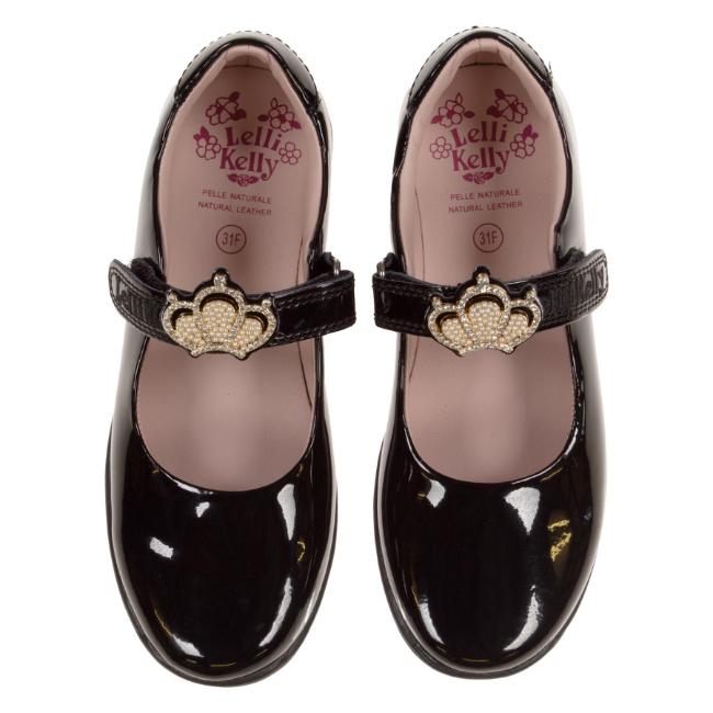 Picture of Lelli Kelly Victoria 2 With Detachable Crown Trim School Shoe F Fitting - Black Patent