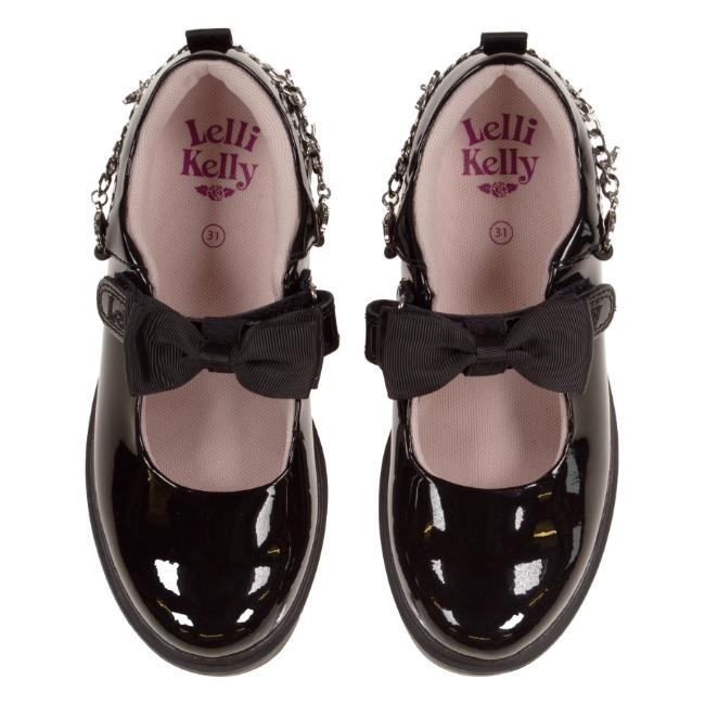 Picture of Lelli Kelly Isabella With Detachable Butterflies Friendship Bracelet School Shoe - Black Patent