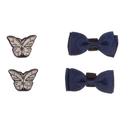 Picture of Lelli Kelly Delilah 3 With Detachable Butterfly School Shoe Chunky Sole - Navy Blue Patent