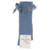 Picture of Meia Pata Knee Socks With Lace & Satin Bow - Azul Blue