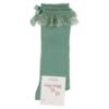 Picture of Meia Pata Knee Socks With Lace & Satin Bow - Dry Green