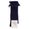 Picture of Meia Pata Knee Socks With Lace & Satin Bow - Navy Blue