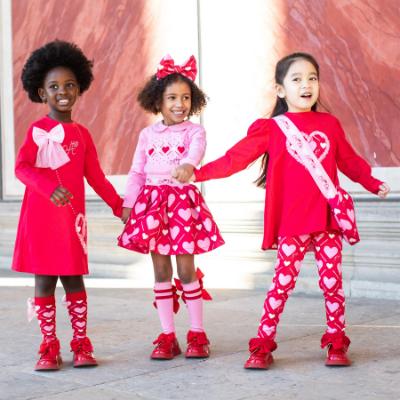 Picture of PRE ORDER A Dee Love Story Leah Heart Print Bow Knee High Socks - Vibrant Red