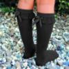 Picture of Meia Pata Knee Socks With Lace & Satin Bow - Black