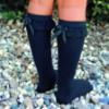 Picture of Meia Pata Knee Socks With Lace & Satin Bow - Navy Blue