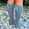 Picture of Meia Pata Knee Socks With Lace & Satin Bow - Azul Blue