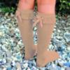 Picture of Meia Pata Knee Socks With Lace & Satin Bow - Beige