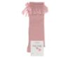 Picture of Meia Pata Knee Socks With Lace & Satin Bow - Dark Pink