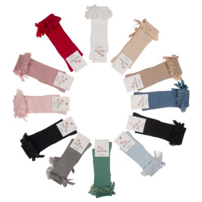 Picture of Meia Pata Knee Socks With Lace & Satin Bow - Red