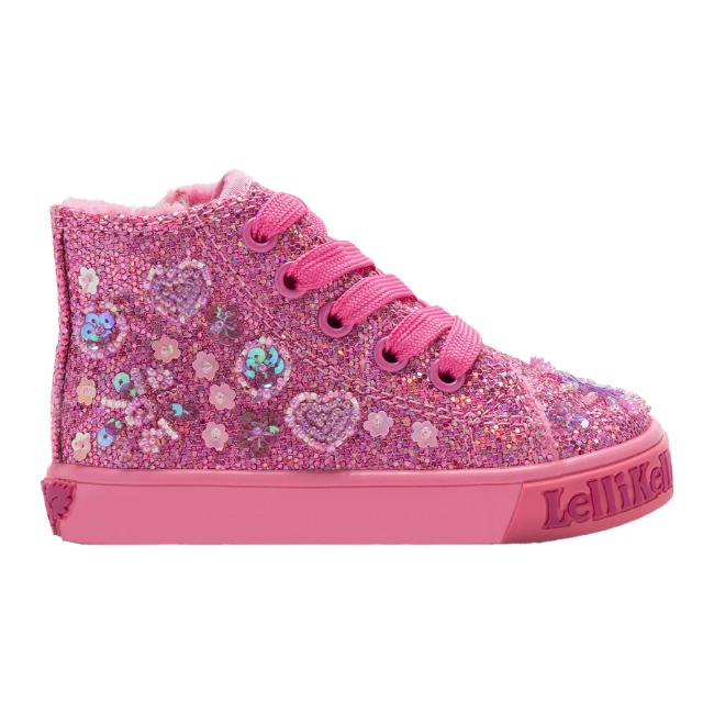Picture of Lelli Kelly Toddler Dafne Baby Beaded Ankle Boot With Curly Fleece Lining - Dark Pink