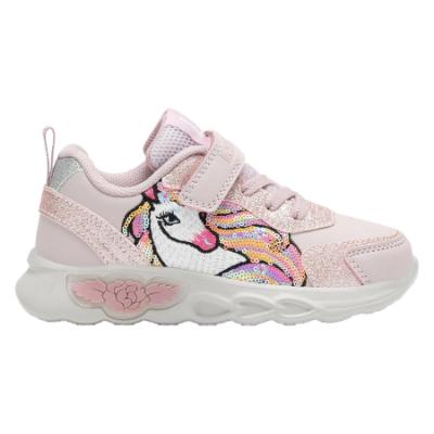 Picture of Lelli Kelly Christina Unicorn Easy On Light Up Trainer - Pale Pink