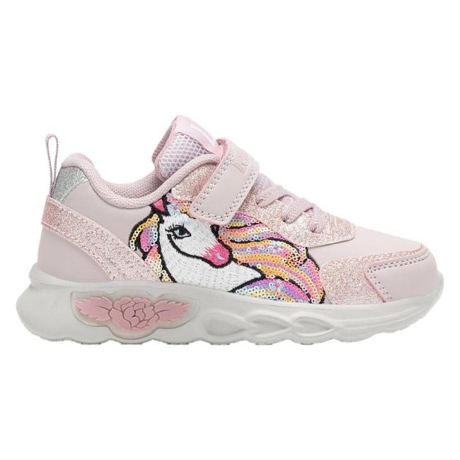 Picture of Lelli Kelly Christina Unicorn Easy On Light Up Trainer - Pale Pink