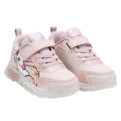 Picture of Lelli Kelly Christina Unicorn Easy On Light Up Trainer - Pale Pink