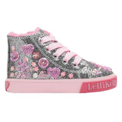 Picture of Lelli Kelly Toddler Dafne Baby Beaded Ankle Boot With Curly Fleece Lining - Pewter