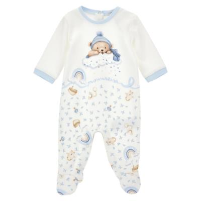 Picture of PRE ORDER Monnalisa Bebe Boys Bear 2 Piece Blanket Set  - Blue