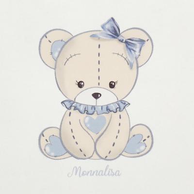 Picture of PRE ORDER Monnalisa Bebe Girls Reversible Bear & Hearts Blanket - Blue