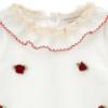 Picture of PRE ORDER Monnalisa Bebe Girls Rosebud & Lace Ruffle Babygrow With Hat & Bib Set X 3 - Ivory Red